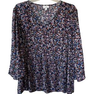 J. Jill Floral Peplum floral V Neck blouse size XL